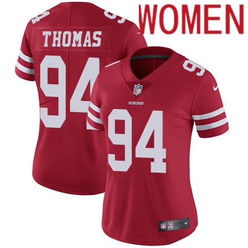 Women San Francisco 49ers #94 Solomon Thomas Nike Red Vapor Limited NFL Jersey->women nfl jersey->Women Jersey